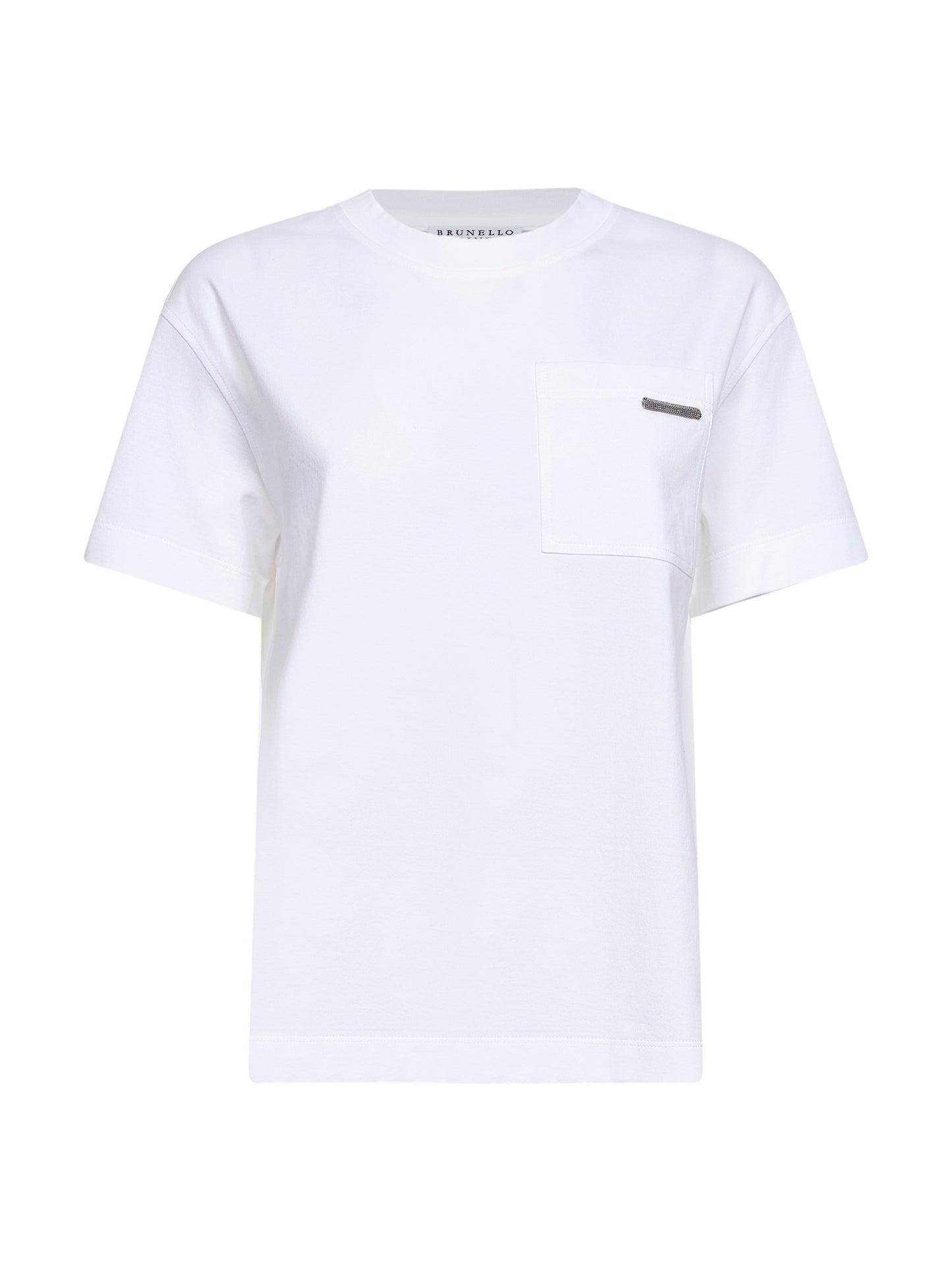 T-shirt in jersey di cotone bianco con Shiny Tab