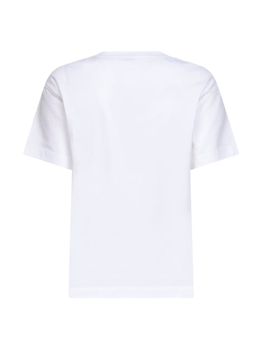 T-shirt in jersey di cotone bianco con Shiny Tab