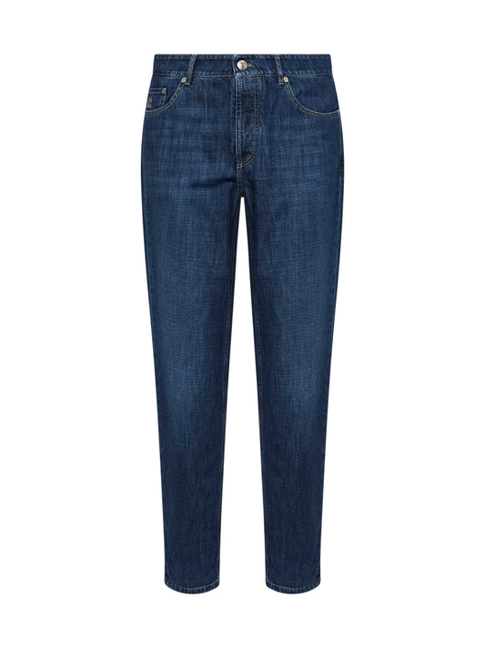 Blue denim traditional fit jeans