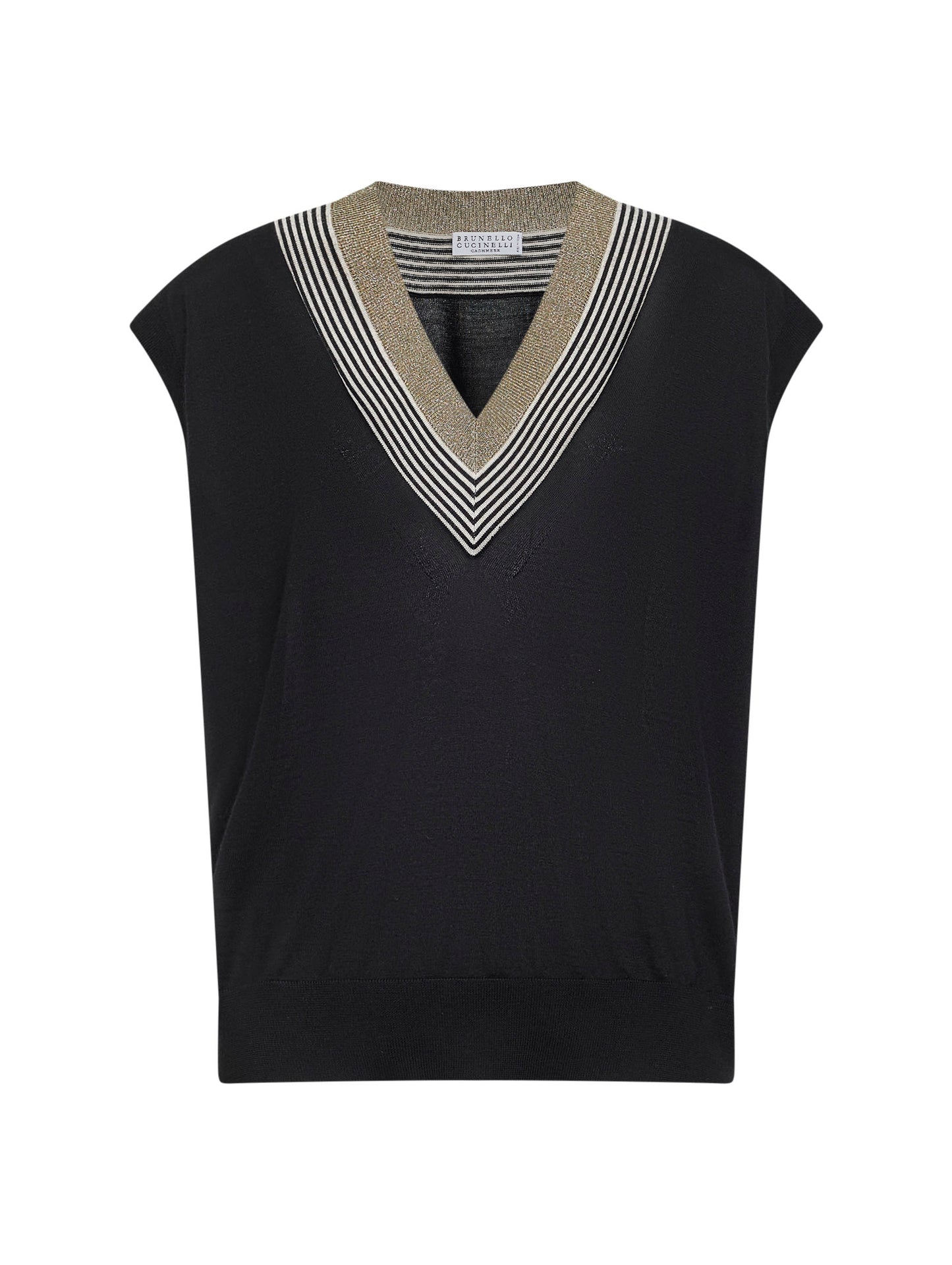 Gilet in maglia leggera nera con Sparkling Neckline