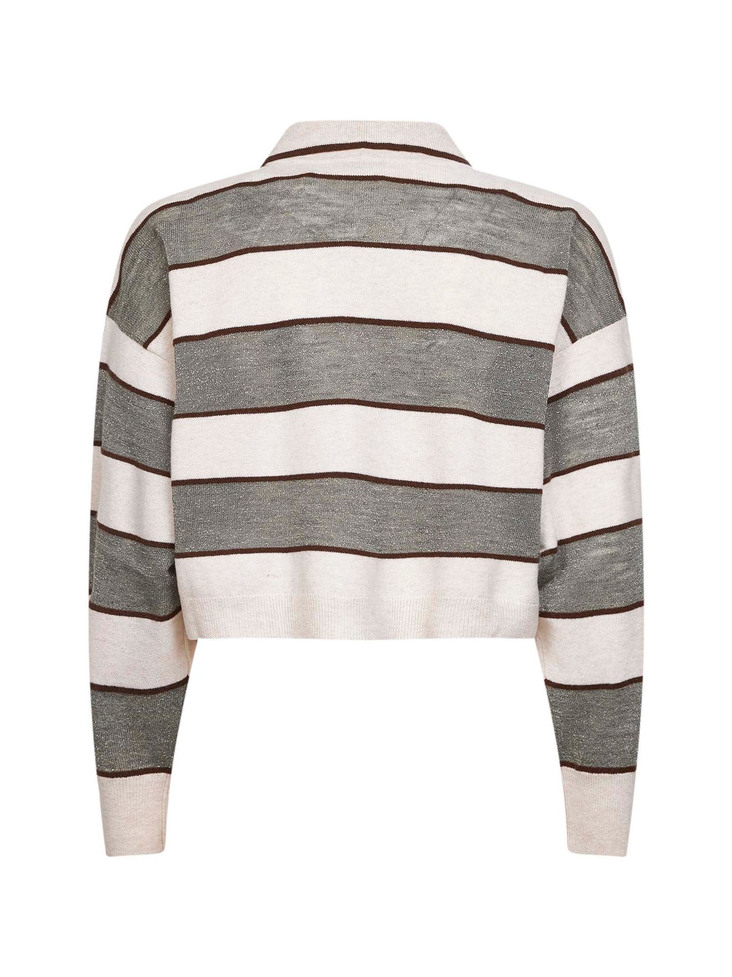 Polo Crop in maglia Sparkling Stripes salvia