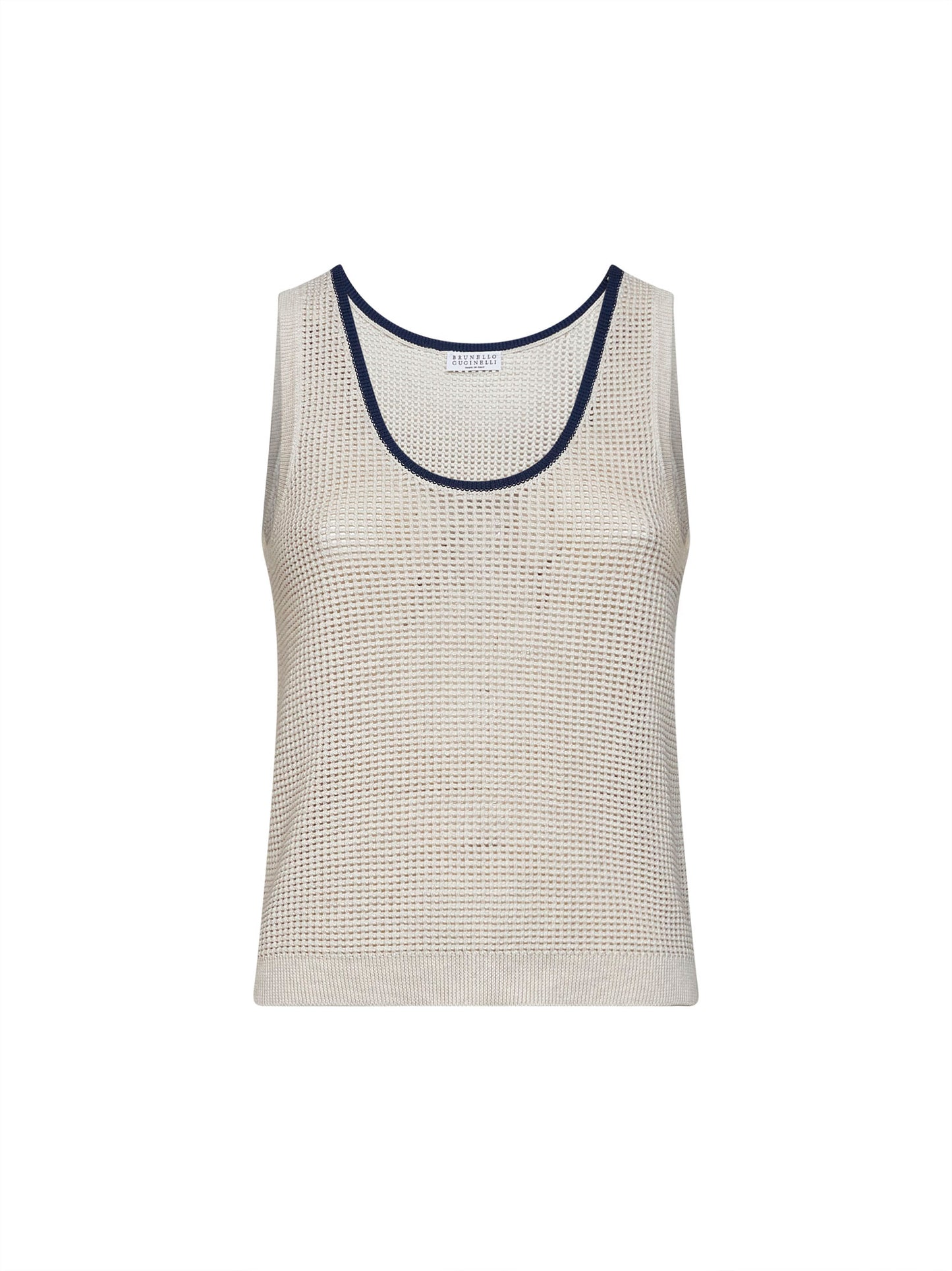 Oatmeal cotton net knit top