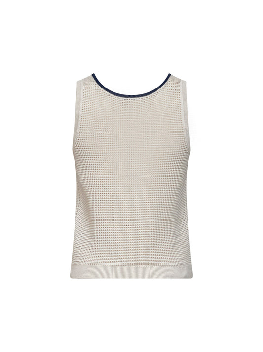 Oatmeal cotton net knit top