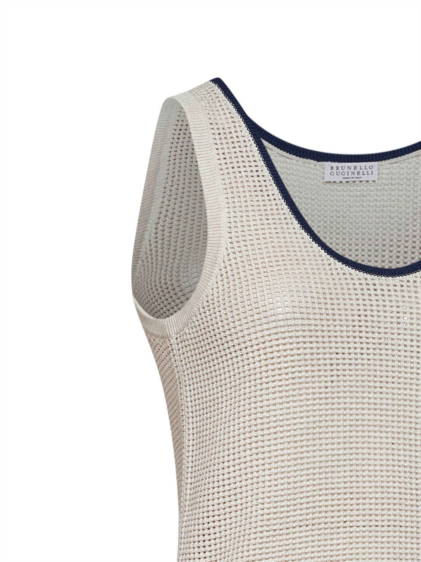 Oatmeal cotton net knit top