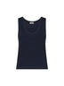 Top in maglia di cotone a coste blu