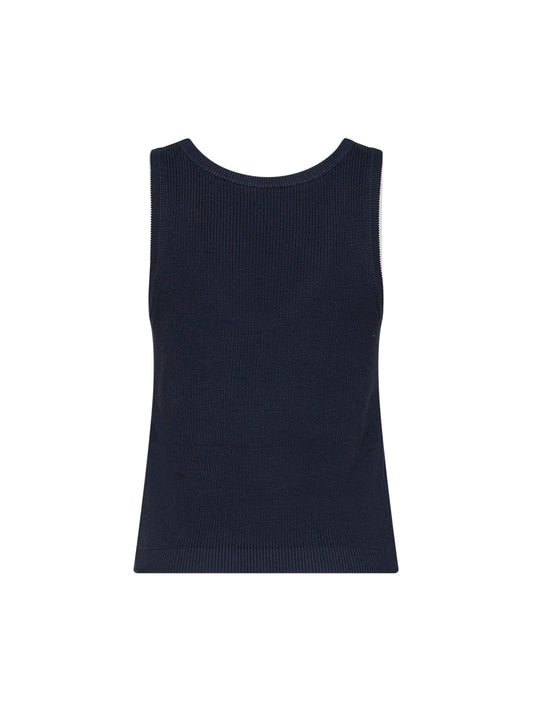 Blue ribbed cotton knit top