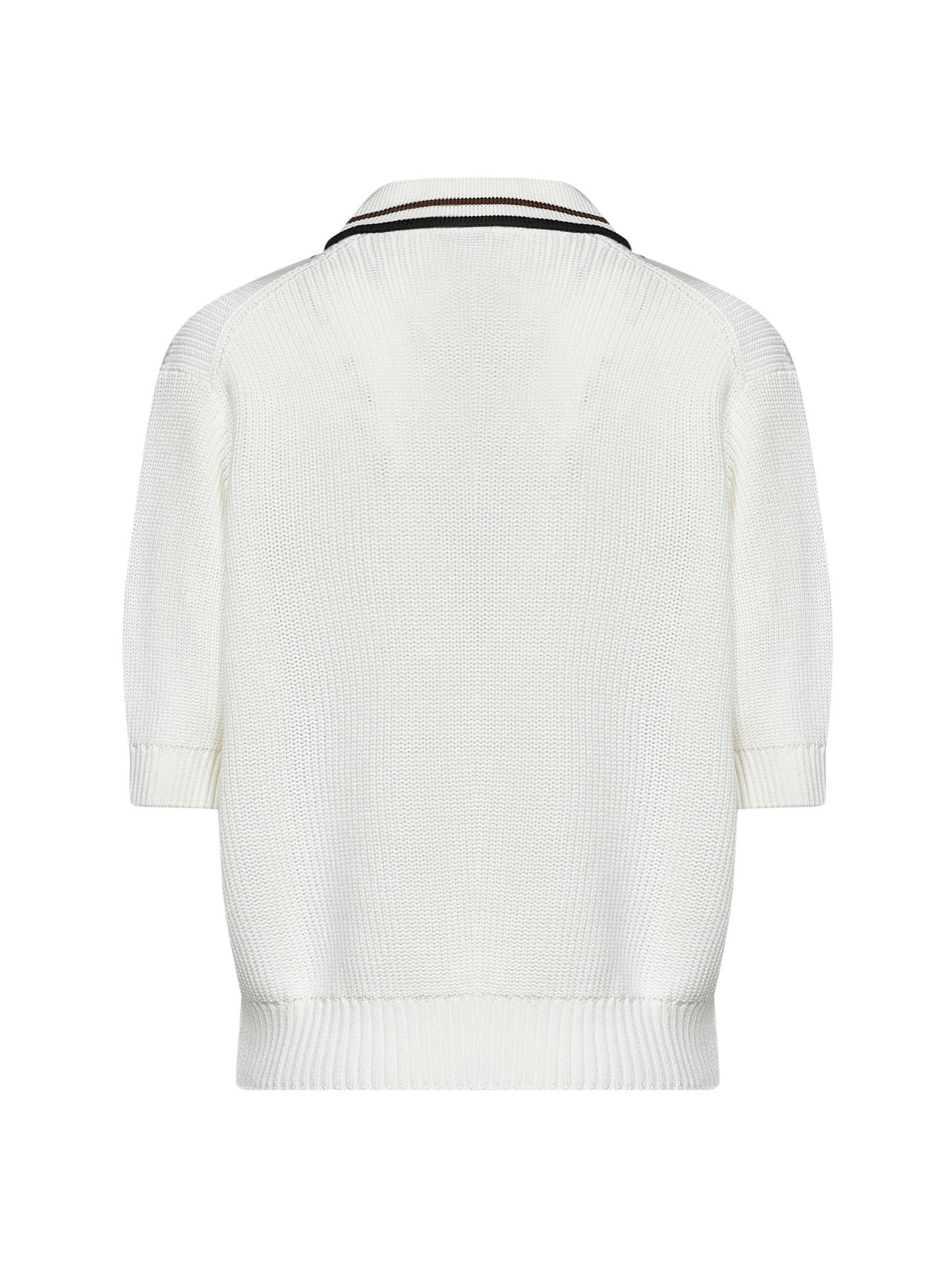 Polo in maglia di cotone a costa Inglese bianca