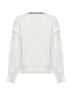 Maglia in cotone a coste bianco con maniche in organza