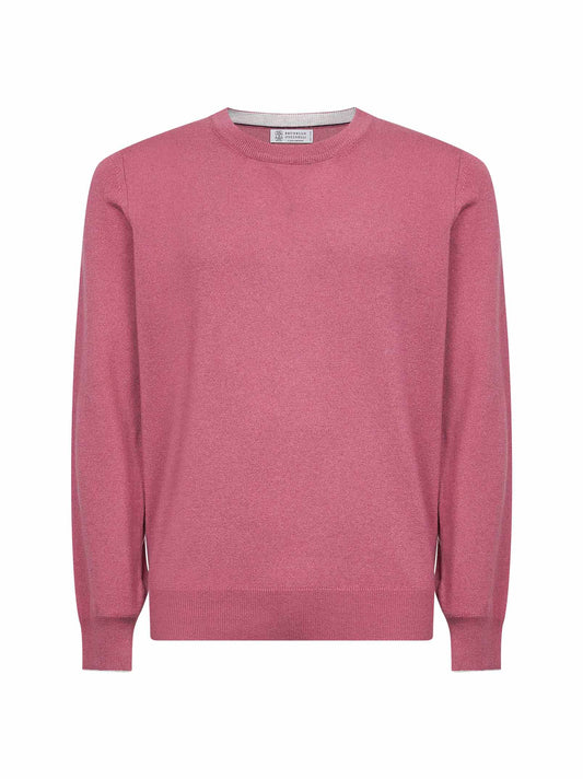 Maglia girocollo in cashmere corallo