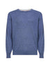 Denim cashmere crewneck sweater