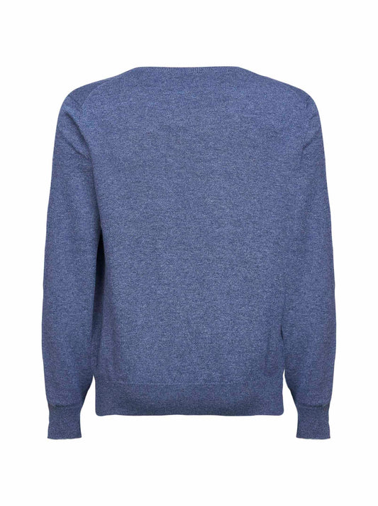 Denim cashmere crewneck sweater