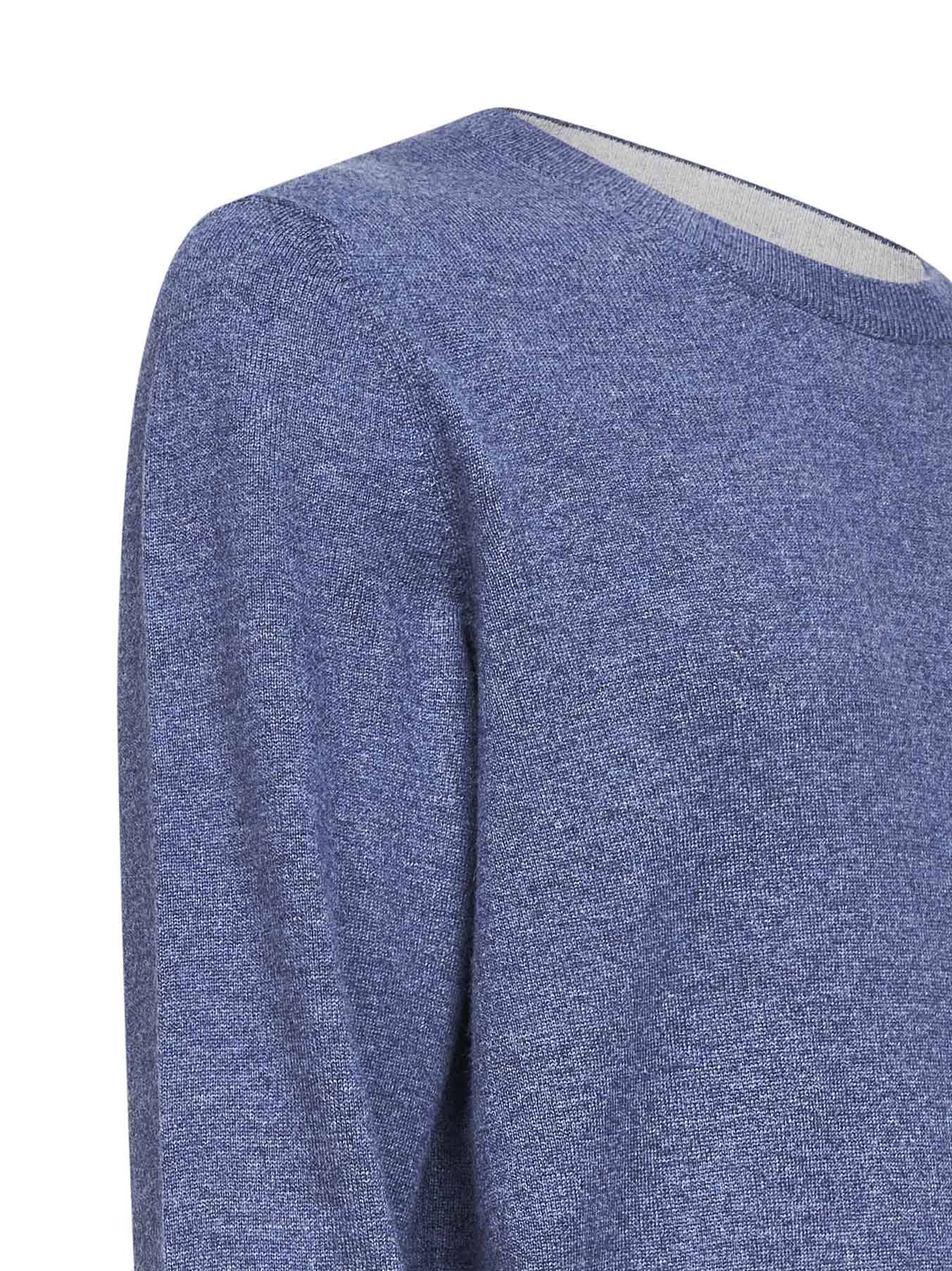 Denim cashmere crewneck sweater