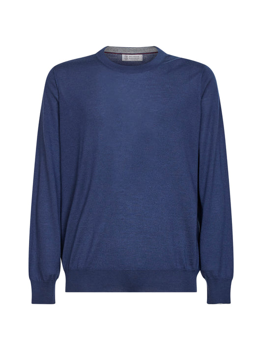 Maglia leggera in cashmere e seta blu