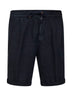 Navy blue linen gabardine Bermuda shorts<BR/>