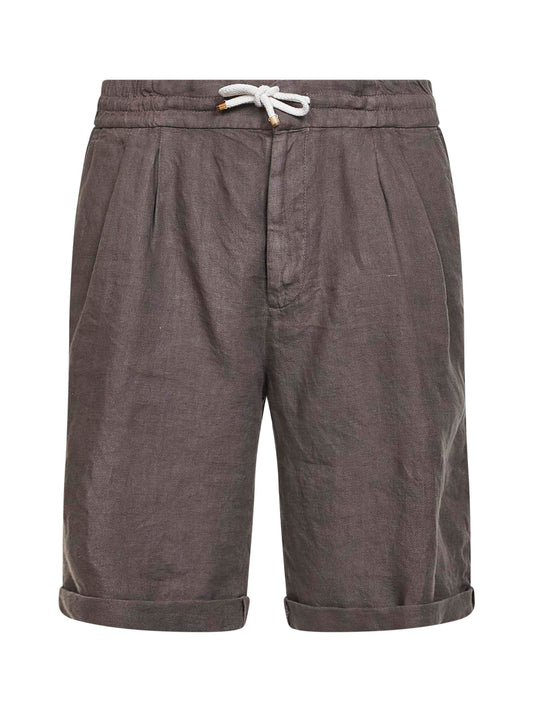 Bermuda in gabardina di lino nocciola