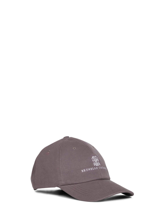 Brown gabardine logo baseball cap