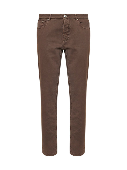 Hazelnut lightweight garment-dyed comfort denim traditional fit jeans