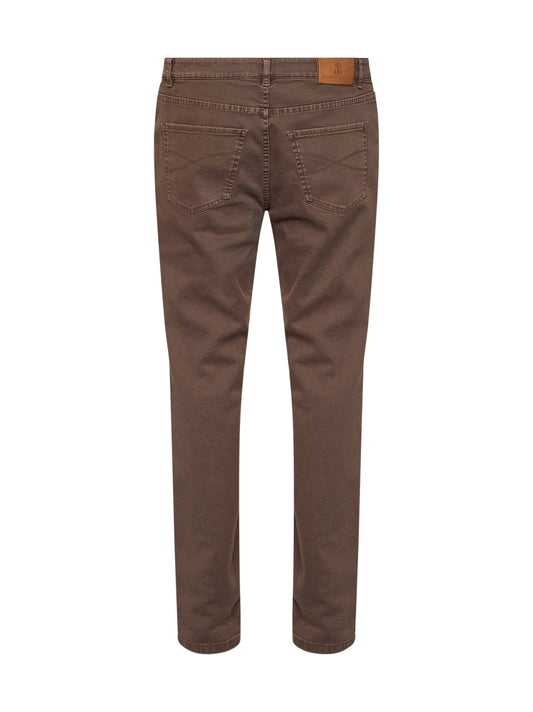 Hazelnut lightweight garment-dyed comfort denim traditional fit jeans