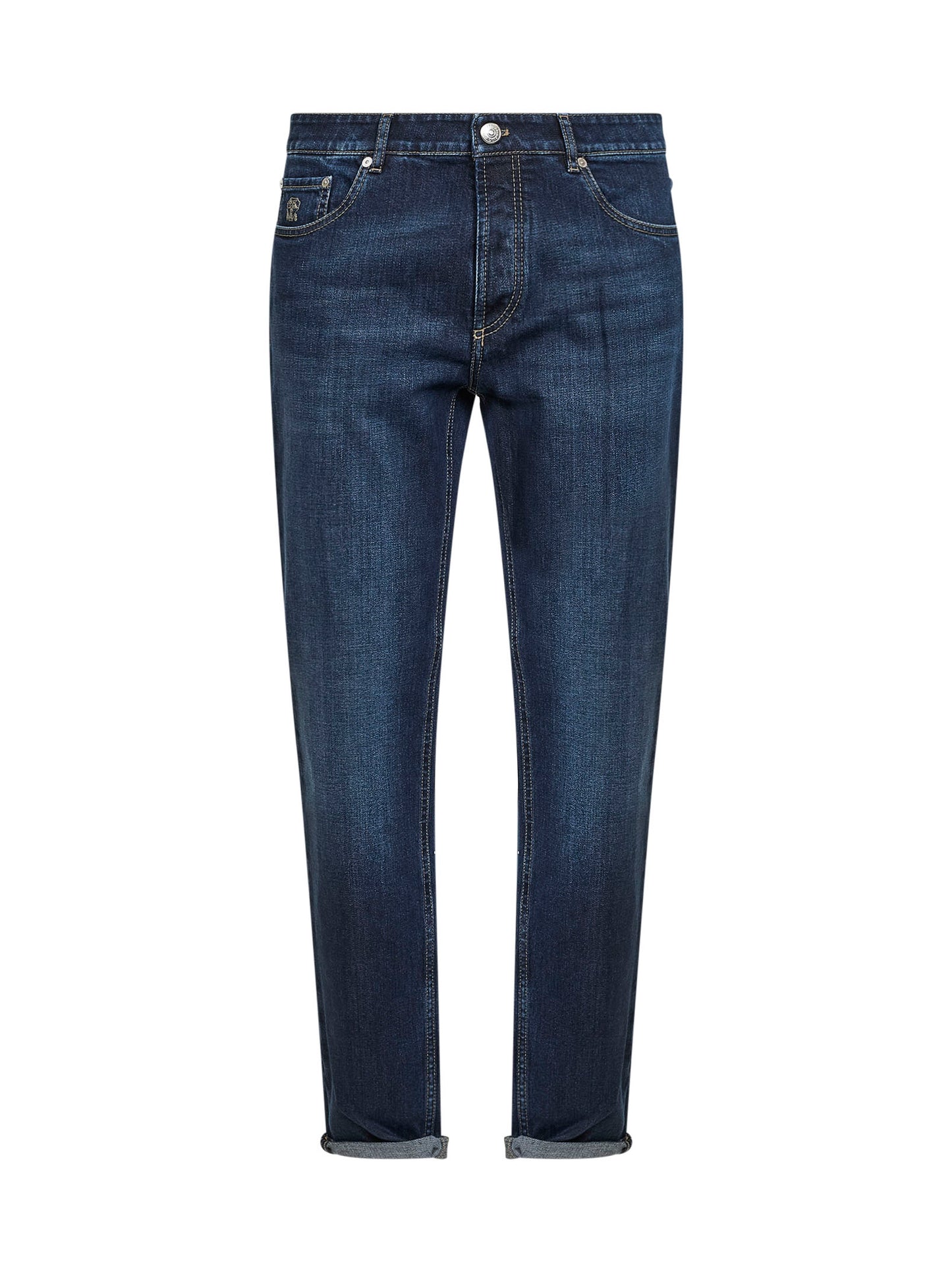 Blue comfort cotton denim traditional fit jeans