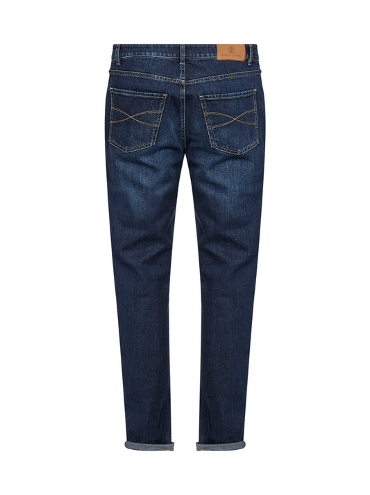 Blue comfort cotton denim traditional fit jeans