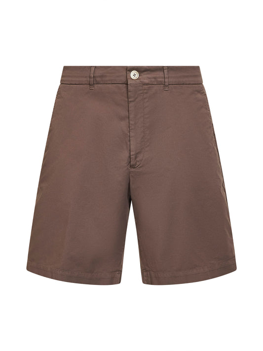 Hazelnut gabardine Bermuda shorts