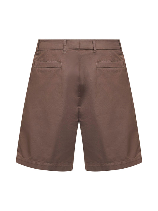 Hazelnut gabardine Bermuda shorts
