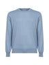 Slate blue cotton knit lightweight crewneck sweater