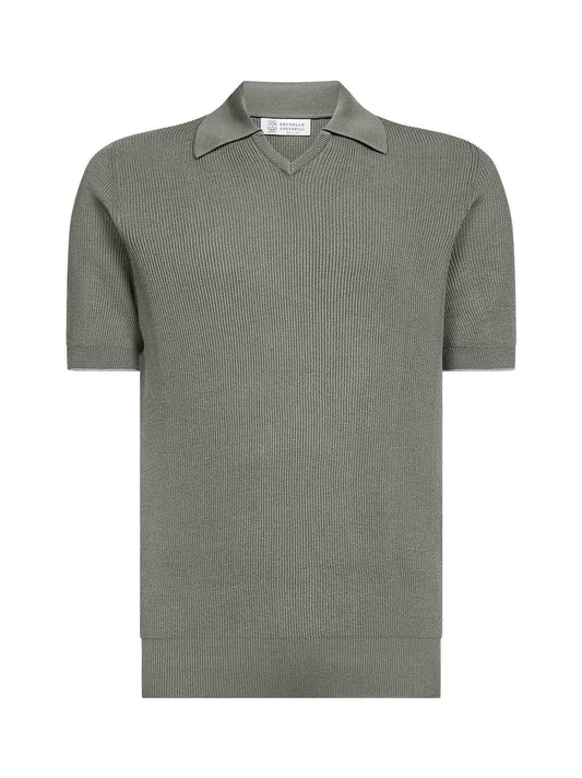 Polo in maglia di cotone kaki