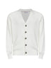 White English rib stitch cotton knit cardigan