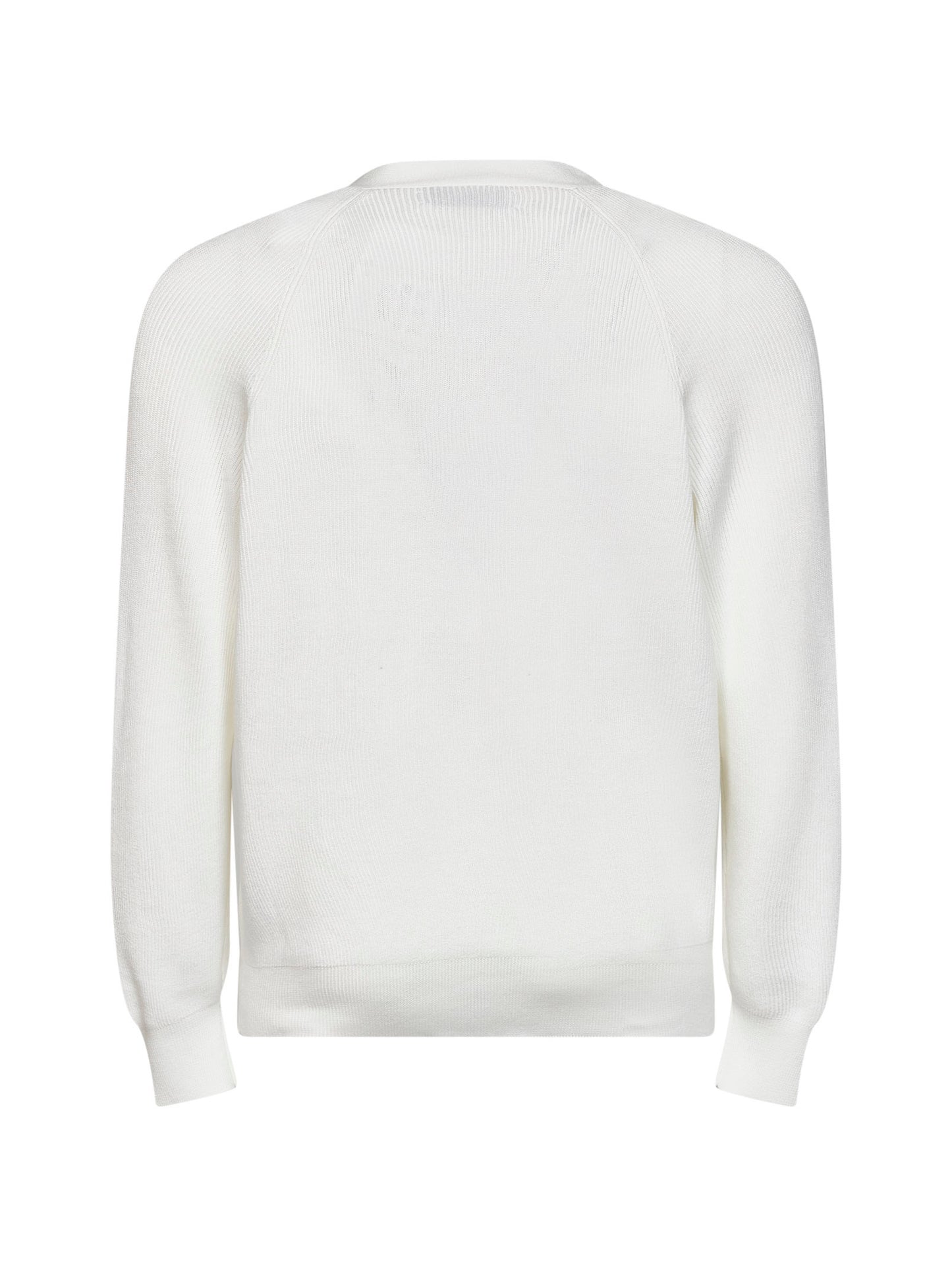White English rib stitch cotton knit cardigan