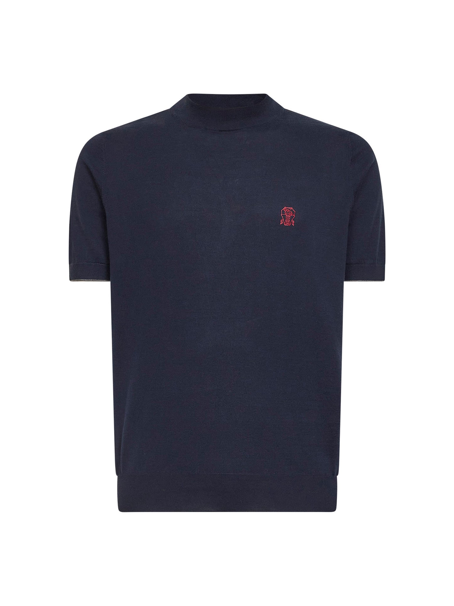 Maglia a maniche corte in cotone blu navy con logo