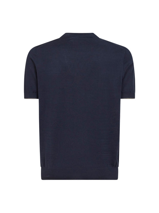 Maglia a maniche corte in cotone blu navy con logo
