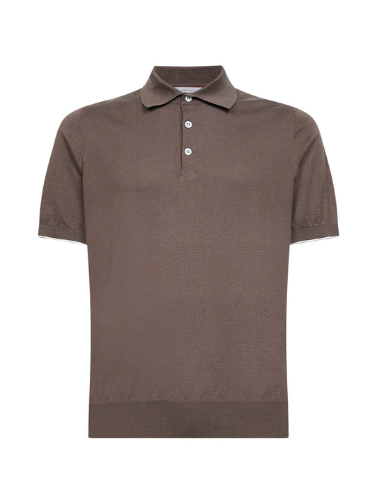 Polo in maglia leggera di cotone nocciola