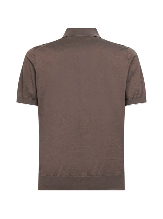 Polo in maglia leggera di cotone nocciola