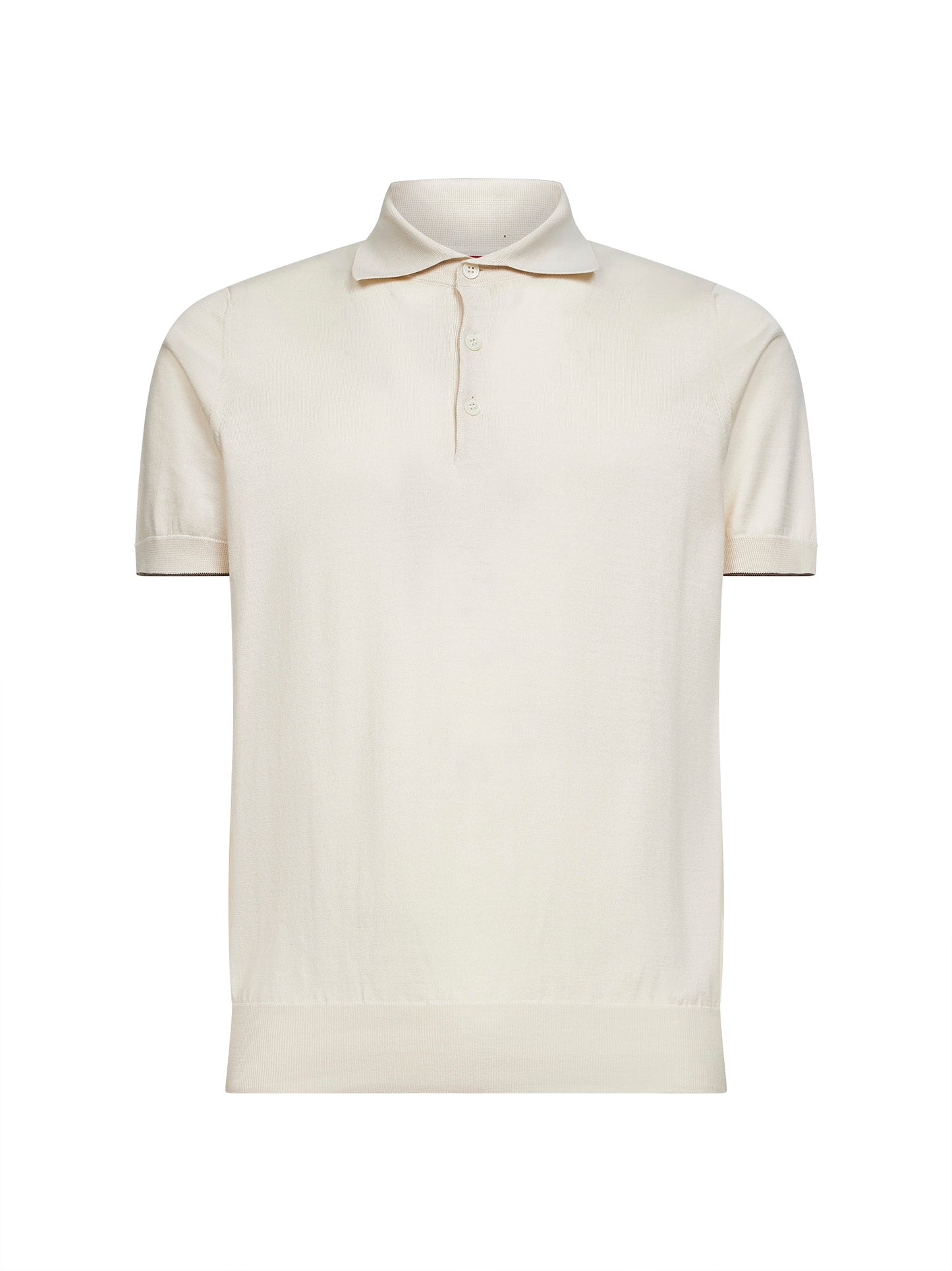 Ivory lightweight cotton knit polo shirt