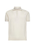 Ivory lightweight cotton knit polo shirt