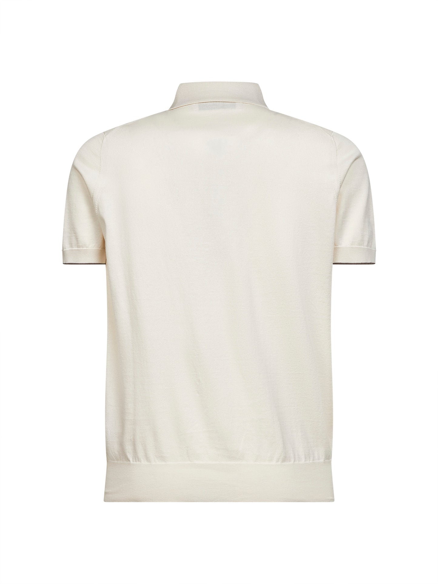 Ivory lightweight cotton knit polo shirt