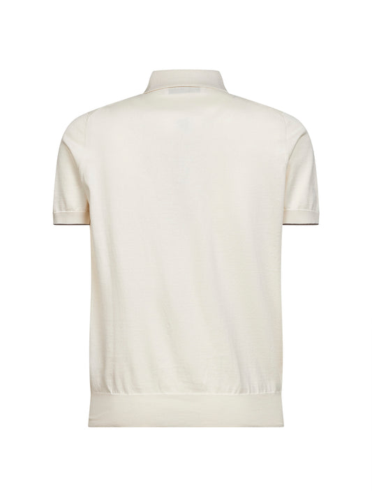 Polo in maglia leggera di cotone avorio