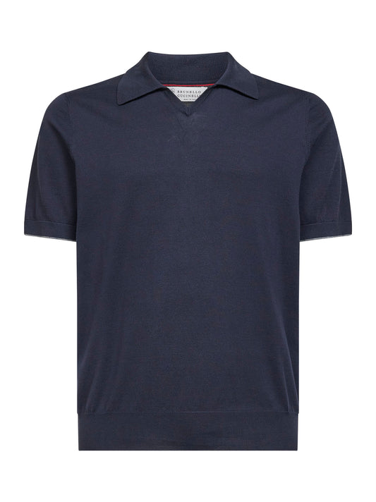 Polo in maglia di cotone blu notte