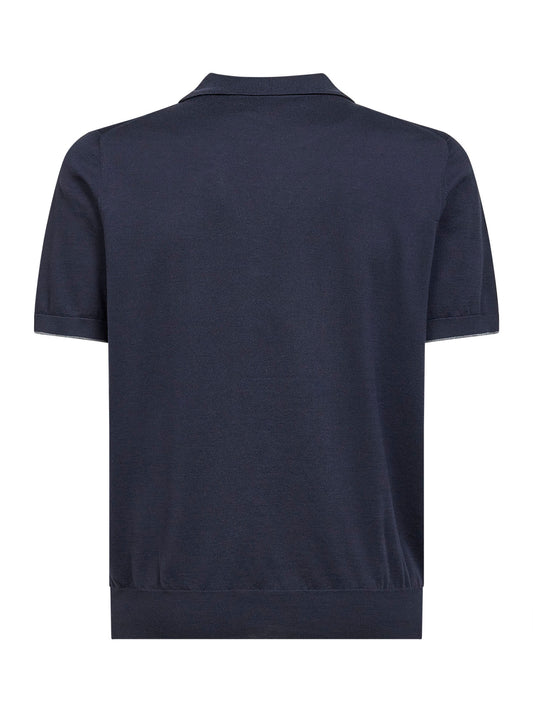 Polo in maglia di cotone blu notte