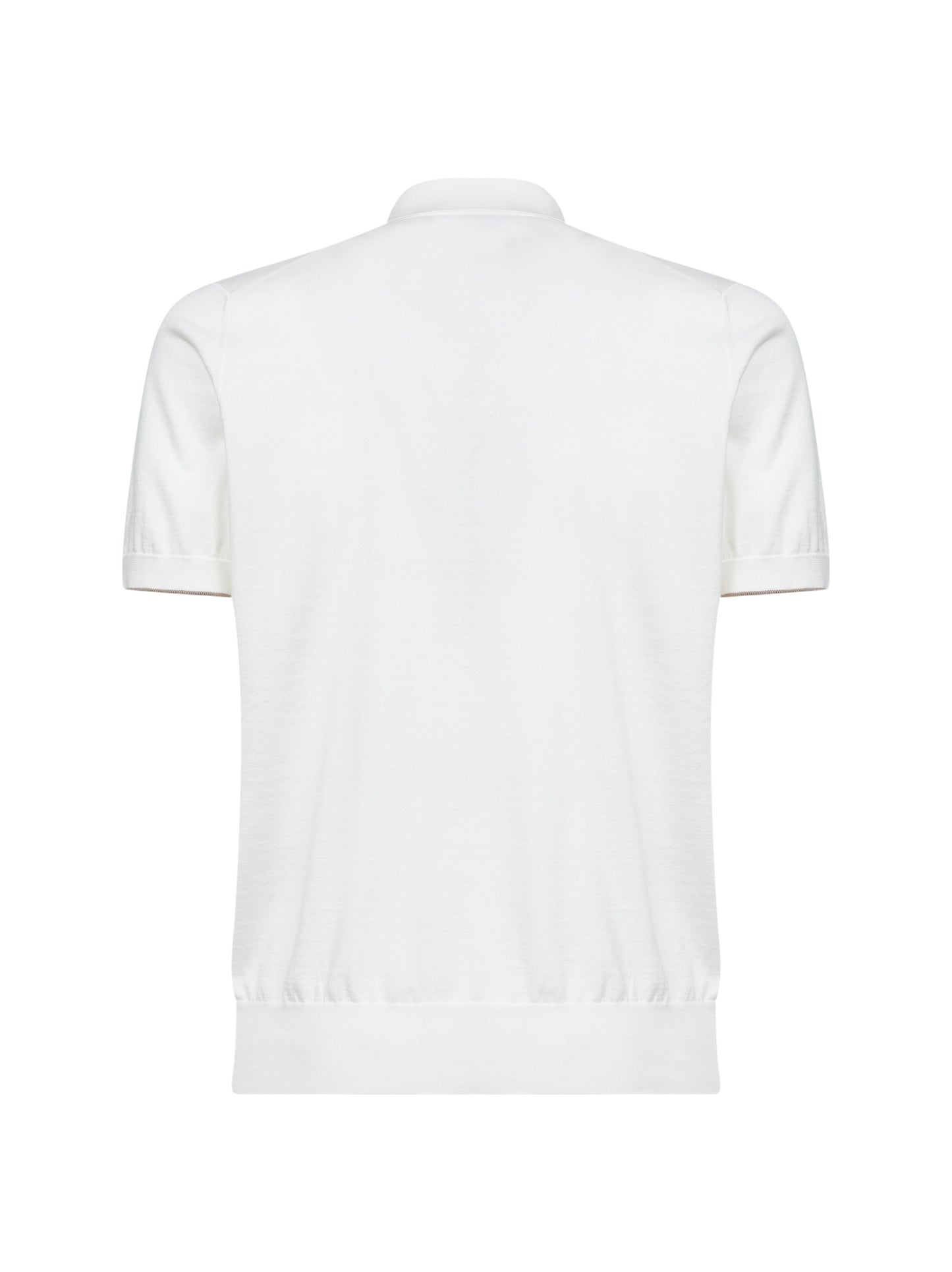White lightweight cotton knit logo polo shirt