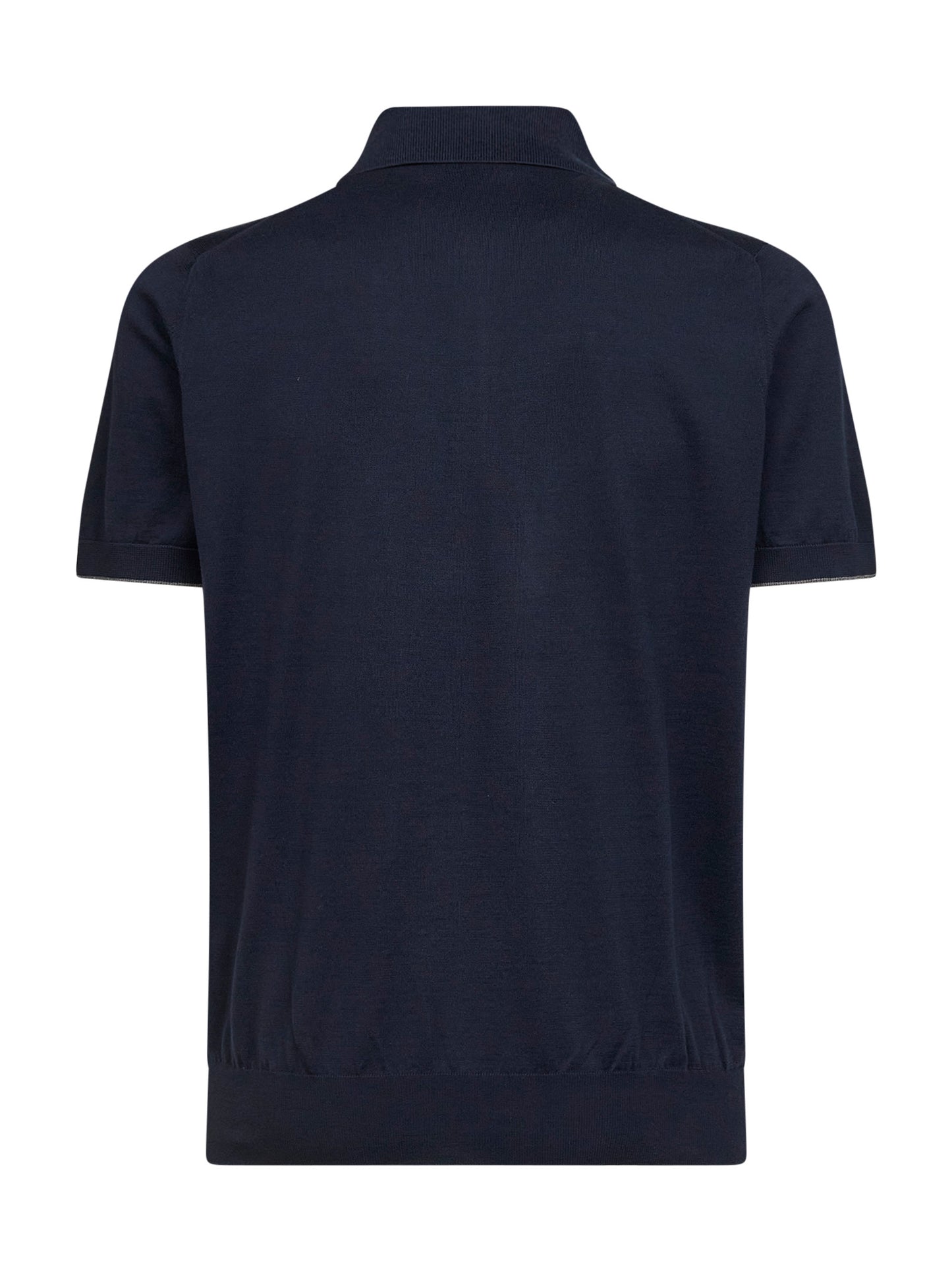 Polo in maglia leggera di cotone blu con logo