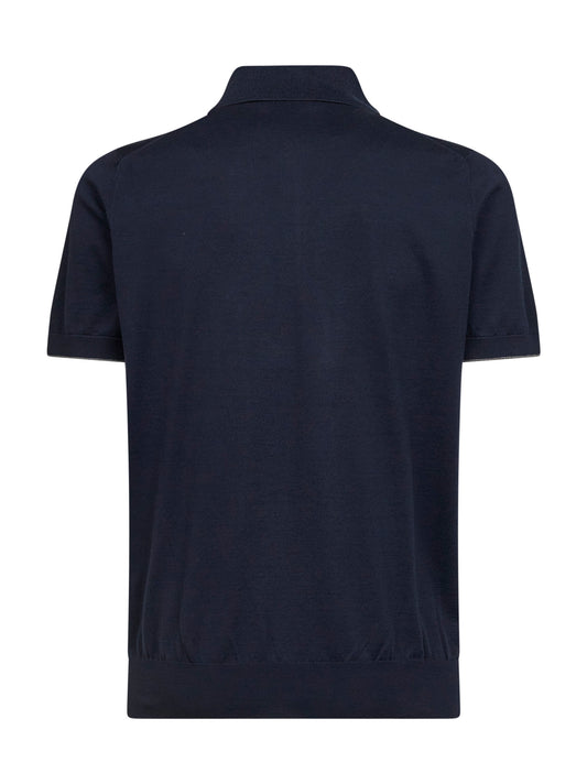 Light blue cotton knit logo polo shirt