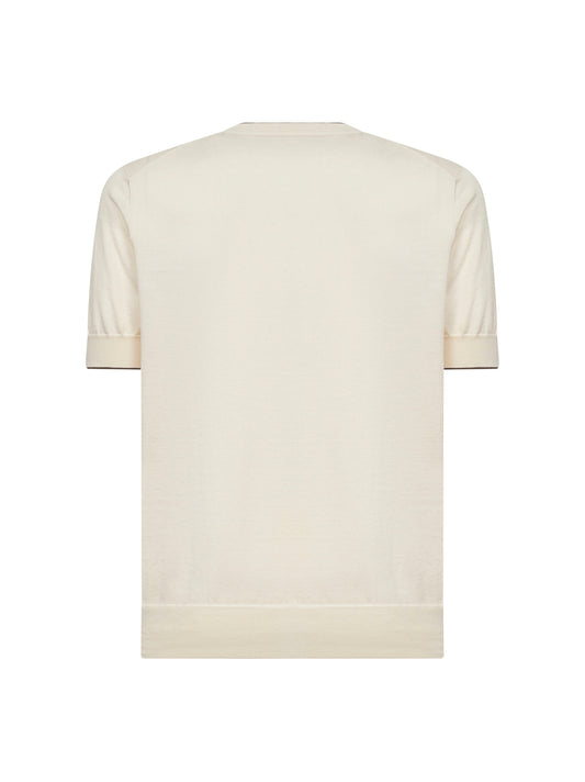 Maglia girocollo in cotone avorio