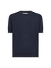 Maglia girocollo in cotone blu navy