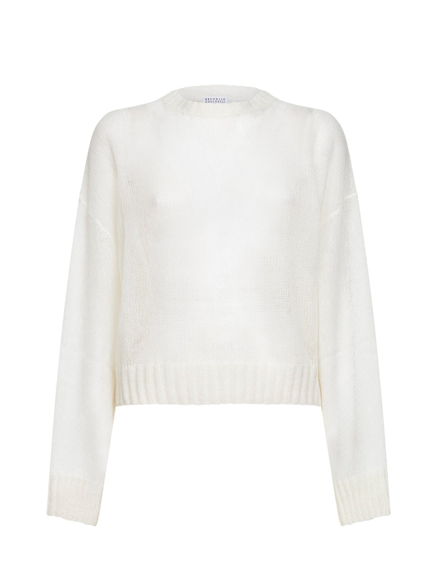 Maglia in mohair e lana avorio con monile