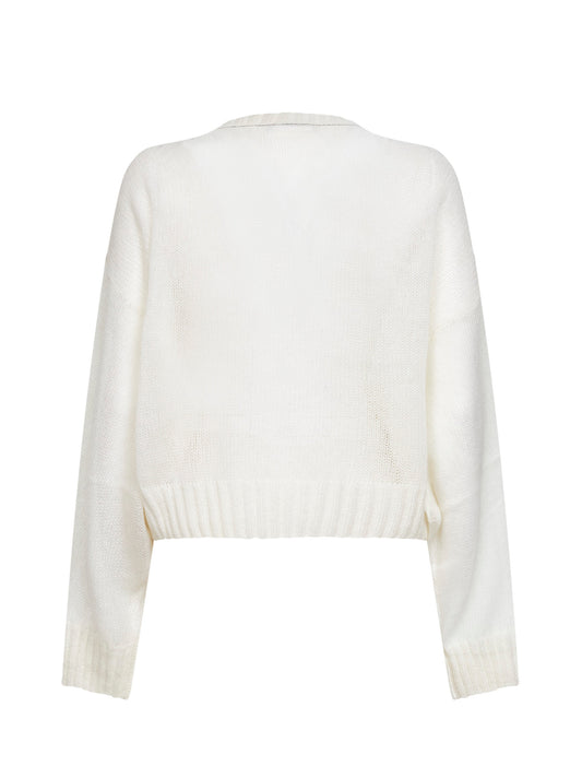 Ivory mohair and wool monili sweater<BR/>