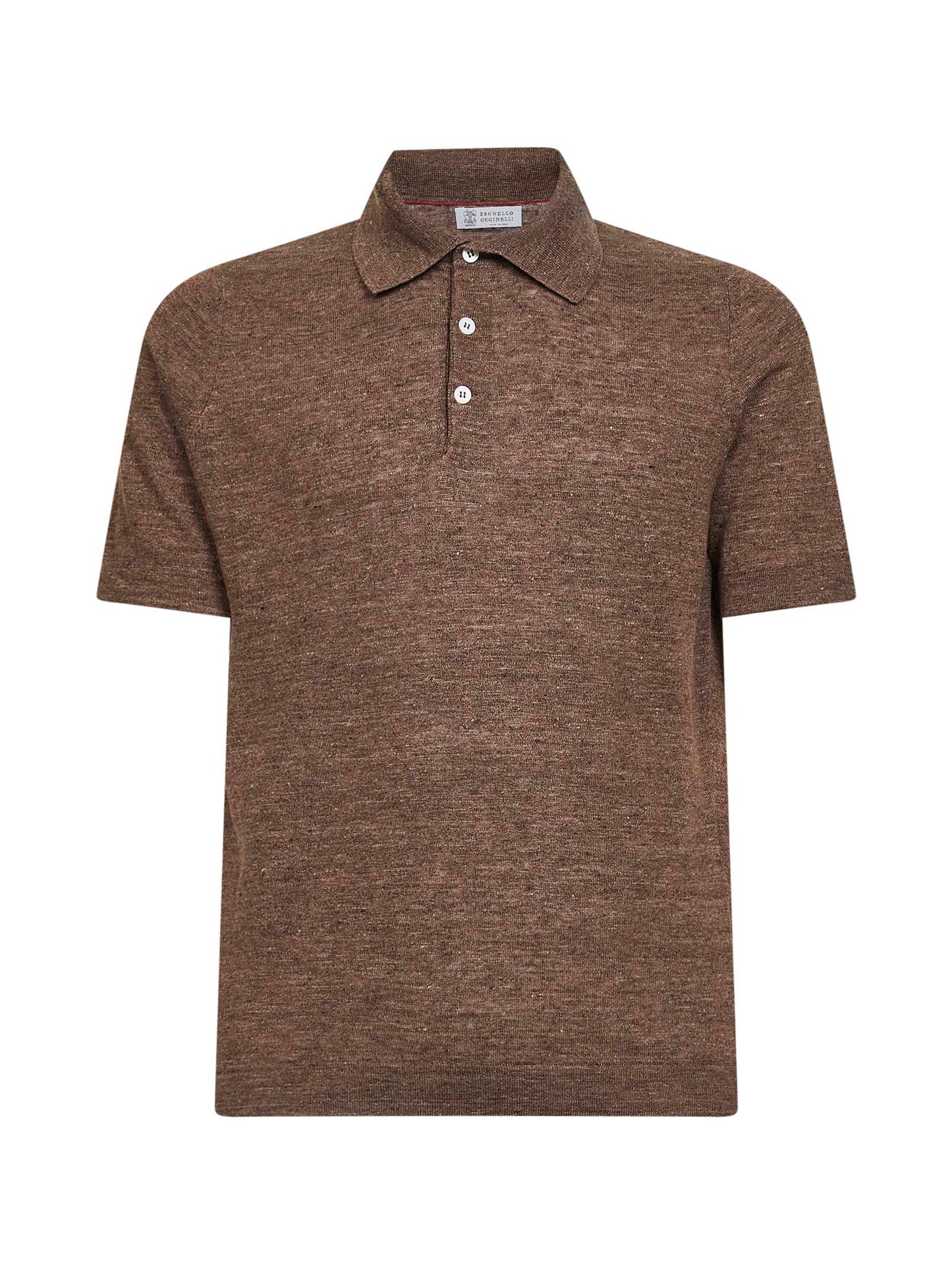 Polo in maglia di lino e cotone nocciola