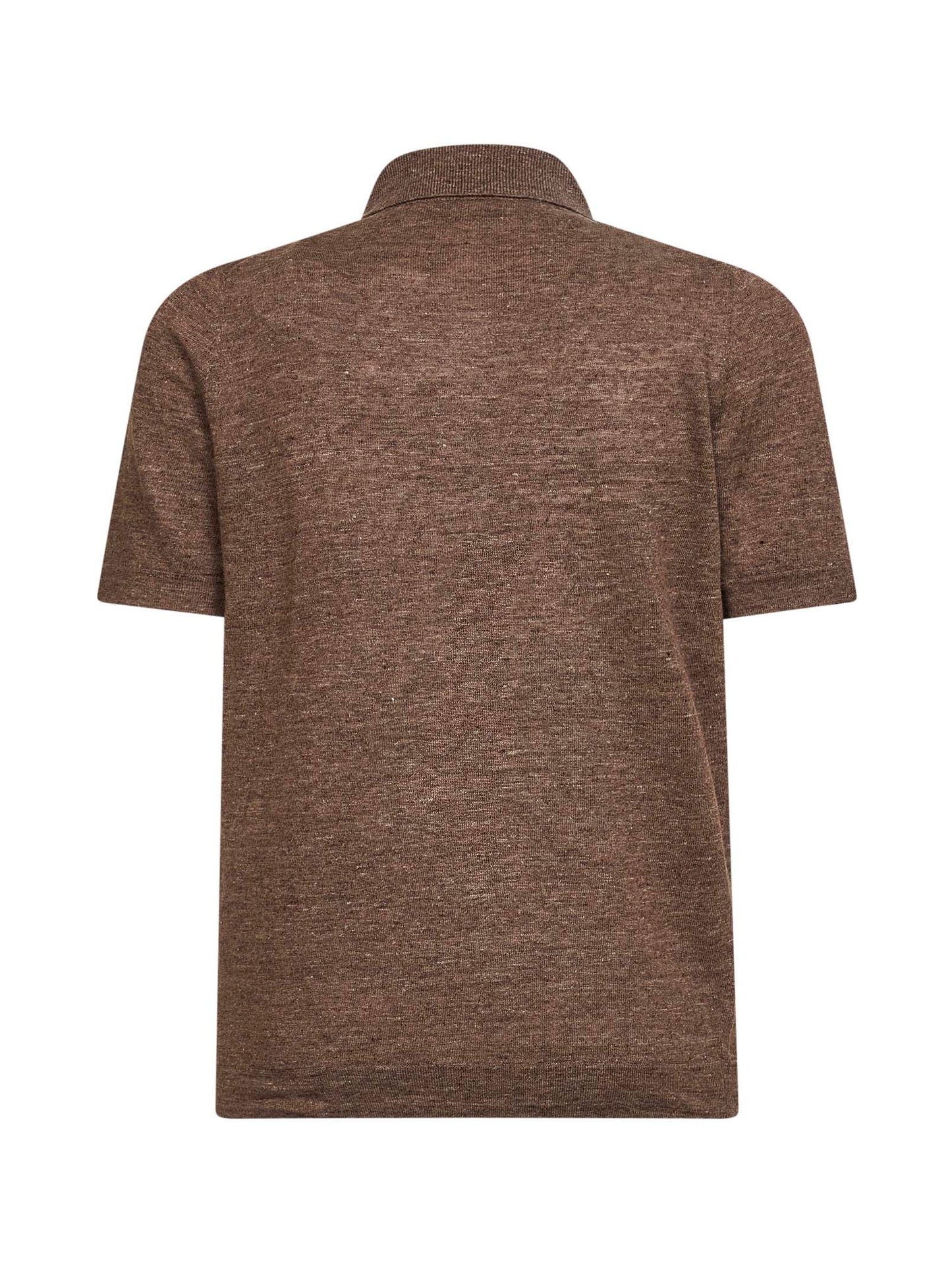 Polo in maglia di lino e cotone nocciola
