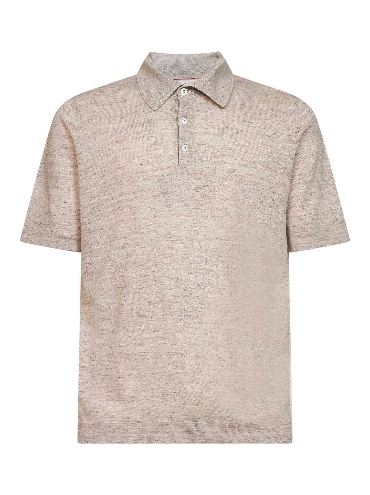 Polo in maglia di lino e cotone sabbia